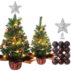 image:imageSumind 24 Mini Christmas Tree with LED Lights Red Ball RedCoffee Color