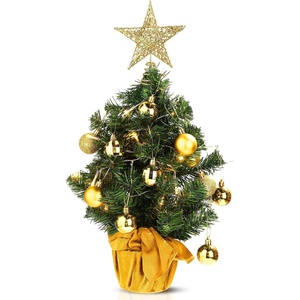 image:imageSumind 24 Mini Christmas Tree with LED Lights Red Ball RedGold
