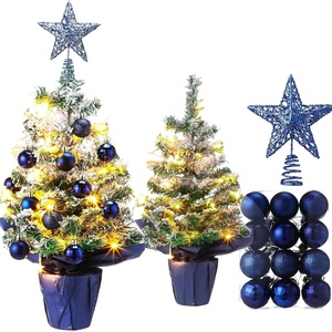 image:imageSumind 24 Mini Christmas Tree with LED Lights Red Ball RedNavy Blue
