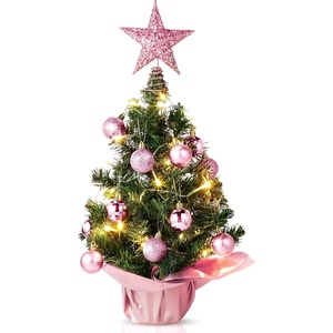 image:imageSumind 24 Mini Christmas Tree with LED Lights Red Ball RedPink