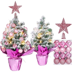 image:imageSumind 24 Mini Christmas Tree with LED Lights Red Ball RedPink pink