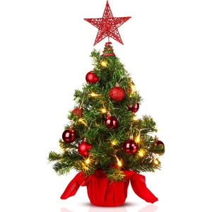 image:imageSumind 24 Mini Christmas Tree with LED Lights Red Ball RedRed