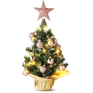 image:imageSumind 24 Mini Christmas Tree with LED Lights Red Ball RedRose Gold