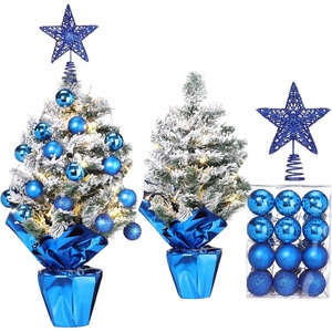 image:imageSumind 24 Mini Christmas Tree with LED Lights Red Ball RedRoyal Blue