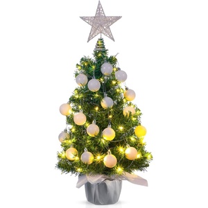 image:imageSumind 24 Mini Christmas Tree with LED Lights Red Ball RedWhite