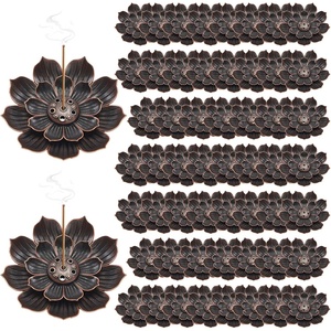 image:imageSumind 60 Pieces Lotus Incense Holder Brass Incense Holder Pack Lotus Incense Sticks Holder Cone Ash Catcher Home Fragrance Accessories for Home Decoration Yoga SpaBronze