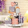 image:imageSumind 15 Pcs Mothers Day Tiered Tray Decor Happy Mothers Day Lavender Wood Signs Farmhouse Decorations Wooden Heart Bead Garland for Mothers Gift Tabletop Purple GreenFor Mom