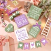 image:imageSumind 15 Pcs Mothers Day Tiered Tray Decor Happy Mothers Day Lavender Wood Signs Farmhouse Decorations Wooden Heart Bead Garland for Mothers Gift Tabletop Purple GreenMother