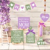 image:imageSumind 15 Pcs Mothers Day Tiered Tray Decor Happy Mothers Day Lavender Wood Signs Farmhouse Decorations Wooden Heart Bead Garland for Mothers Gift Tabletop Purple GreenMother