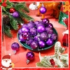 image:imageSumind 48 Pieces Christmas Mini Balls Ornaments 12 Inch Miniature Glitter Balls Xmas Tree Small Hanging Decorations Pendants for Holiday Party Wedding Home DIY Craft DecorClassic StyleBlackPurple