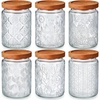 image:imageSumind 6 Pcs Vintage Glass Jars with Wooden Lids 24 oz Airtight Glass Food Storage Containers Sets Clear Rustic Canisters Decorative Storage Jars for Spice Coffee Tea Candy Cereal FlourRetroFloral