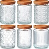 image:imageSumind 6 Pcs Vintage Glass Jars with Wooden Lids 24 oz Airtight Glass Food Storage Containers Sets Clear Rustic Canisters Decorative Storage Jars for Spice Coffee Tea Candy Cereal FlourRetroRetro