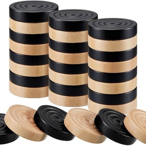 image:imageSumind 24 Pcs Wooden Checkers Pieces 106 with Bag Black and Wood ColorBlack and Wood Color