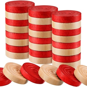 image:imageSumind 24 Pcs Wooden Checkers Pieces 106 with Bag Black and Wood ColorRed and Wood Color
