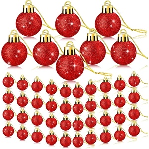 image:imageSumind 48 Pcs Christmas Mini Balls Ornaments Miniature Glitter Balls Xmas Tree Small Hanging Decorations Pendants for Holiday Party Wedding DIY Craft Home Decor Red1 InchRed