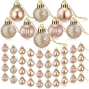 image:imageSumind 48 Pieces Christmas Mini Balls Ornaments 12 Inch Miniature Glitter Balls Xmas Tree Small Hanging Decorations Pendants for Holiday Party Wedding Home DIY Craft DecorClassic StyleBlackRose Gold