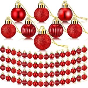 image:imageSumind 48 Pieces Christmas Mini Balls Ornaments 12 Inch Miniature Glitter Balls Xmas Tree Small Hanging Decorations Pendants for Holiday Party Wedding Home DIY Craft DecorClassic StyleBlackRed
