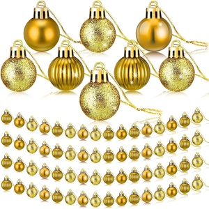 image:imageSumind 48 Pieces Christmas Mini Balls Ornaments 12 Inch Miniature Glitter Balls Xmas Tree Small Hanging Decorations Pendants for Holiday Party Wedding Home DIY Craft DecorClassic StyleBlackGold