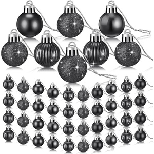 image:imageSumind 48 Pieces Christmas Mini Balls Ornaments 12 Inch Miniature Glitter Balls Xmas Tree Small Hanging Decorations Pendants for Holiday Party Wedding Home DIY Craft DecorClassic StyleBlackBlack