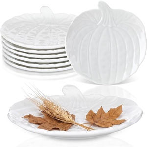 image:imageSumind 6 Pcs 6 Pumpkin Plates Ceramic Fall Thanksgiving Appetizer PlatesWhite