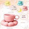 image:imageSumind Ceramic Coffee Mug with Sunflower Coaster Ceramic Cloud Mug Creative Cute Cup Flower Cup Saucer Set Pearl White Yellow Blue Pink 65oz 200ml for Office Home Coffee Tea Latte Milk4 Sets