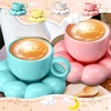 image:imageSumind Ceramic Coffee Mug with Sunflower Coaster Ceramic Cloud Mug Creative Cute Cup Flower Cup Saucer Set Pearl White Yellow Blue Pink 65oz 200ml for Office Home Coffee Tea Latte Milk4 Sets